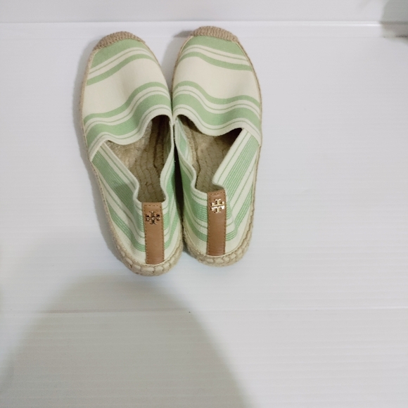 Tory Burch Awning Ivory striped elastic espadrille flat, shoes women's… - Picture 2 of 7